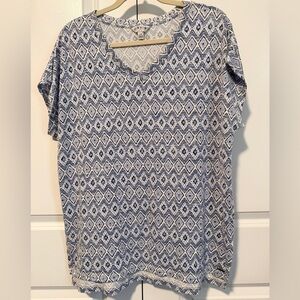 Orvis Classic Collection Women’s Blue Geometric Print Short Sleeve Tunic Size L